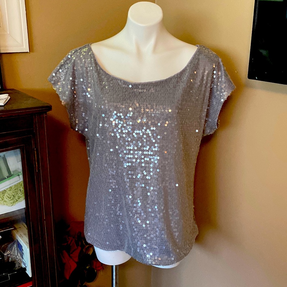 Sequin scoop neck dressy top